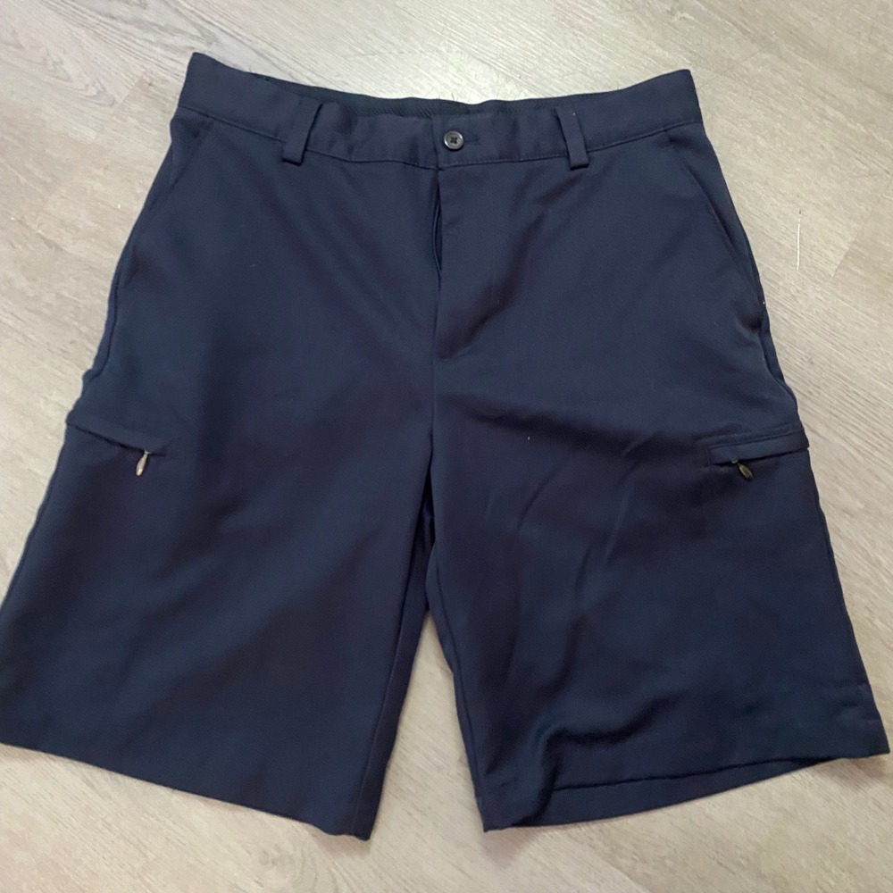 IZOD Golf Shorts Mens 30 Navy Blue Flat Front Performance Zipper Pocket‎ 30x10.5